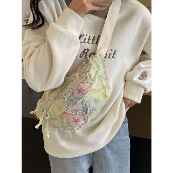 Trendsi Handbags - Raw Edge Tie-Dye Crossbody Bag